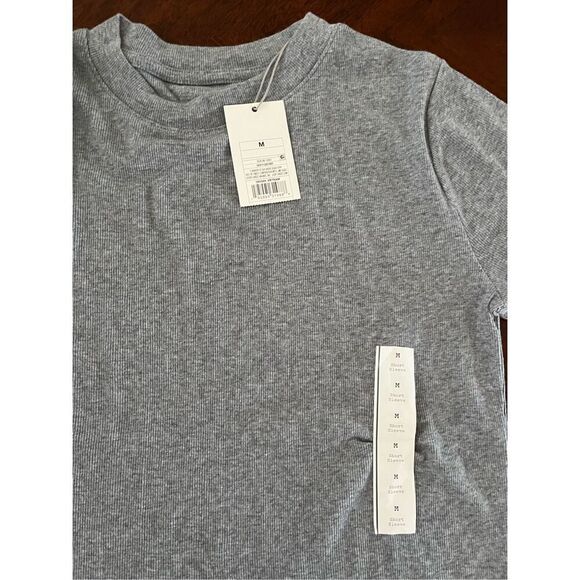 NWT SZ M Target (a . new day) Set of 2 Tops: White Cropped and Heather Gray Ribb - Picture 9 of 11